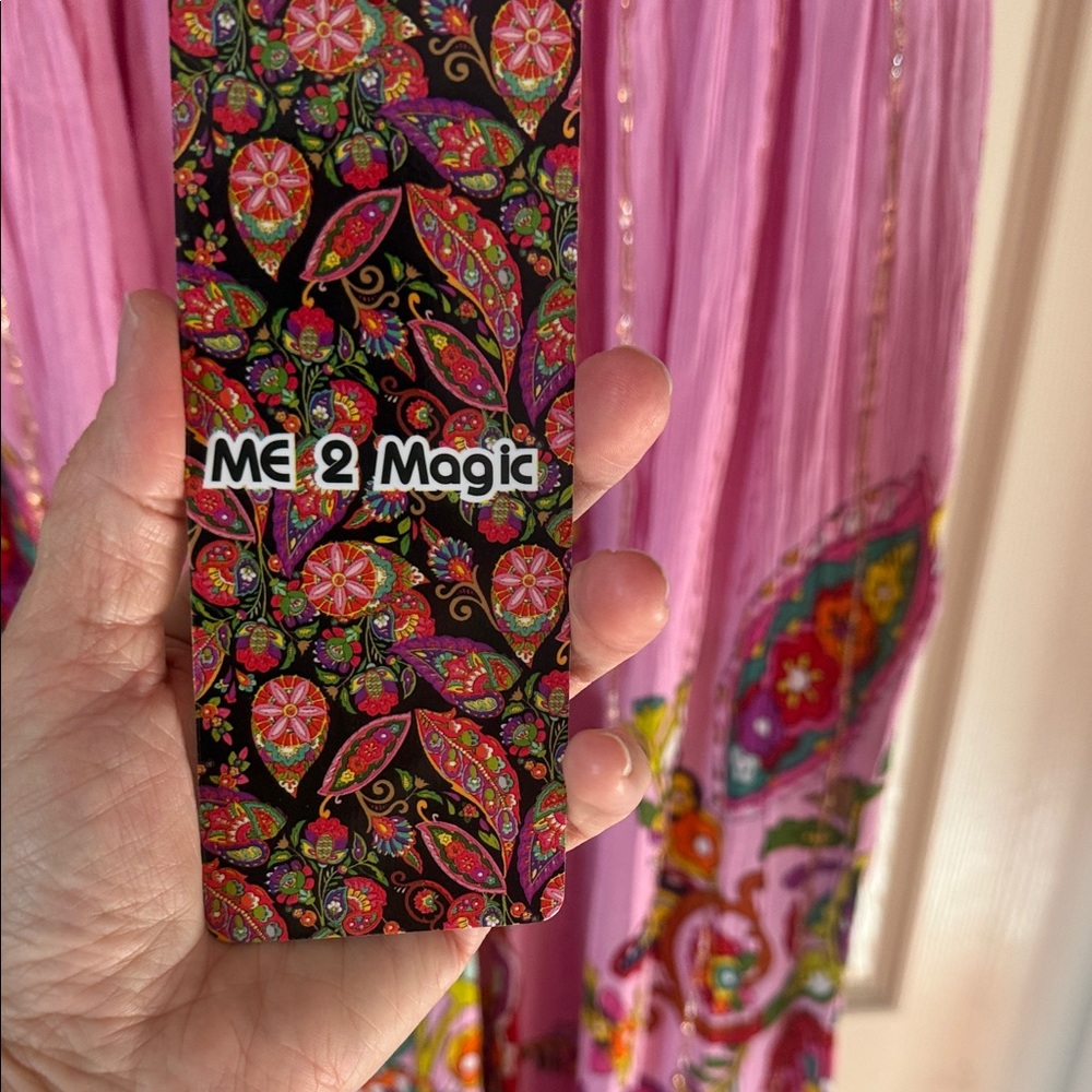 Pink Floral Maxi Dress with Puff Sleeves - Picture 10 of 10